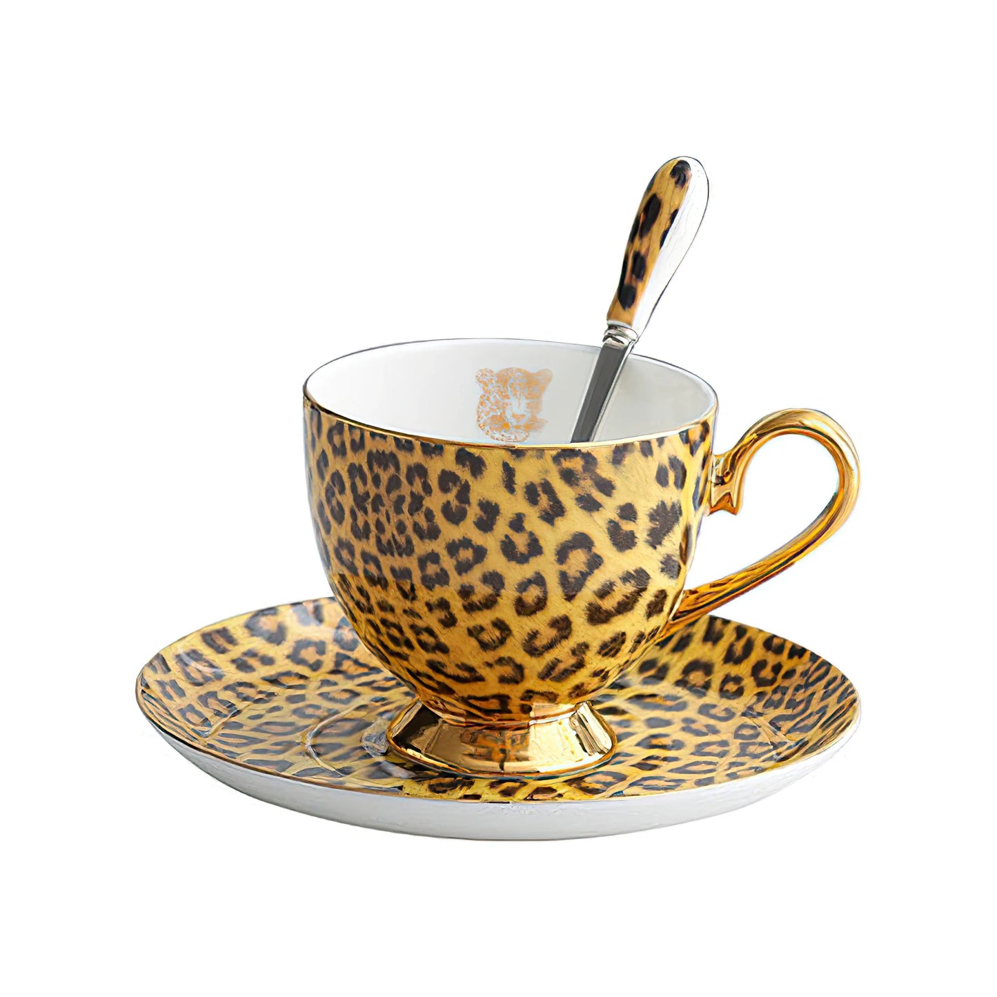 Luxury Leopard Print Bone China Tea Set Items