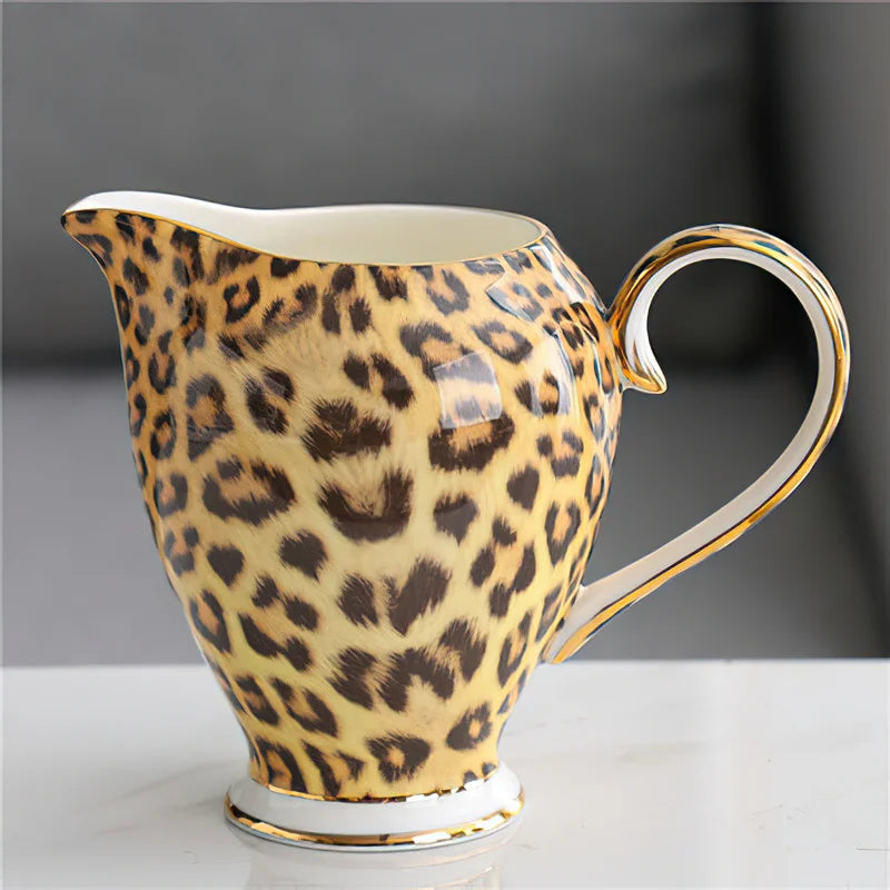 Luxury Leopard Print Bone China Tea Set Items