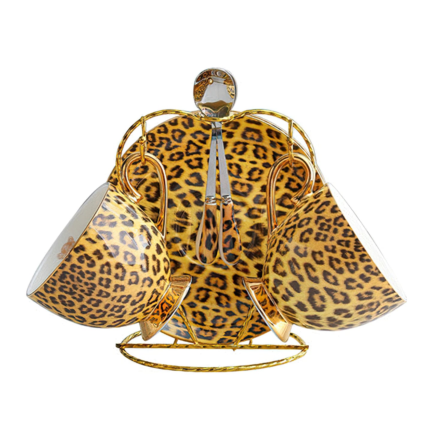 Luxury Leopard Print Bone China Tea Set Items