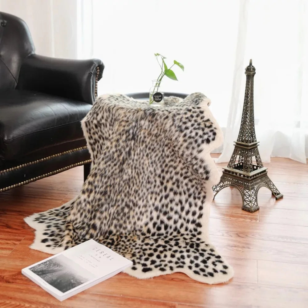 Leopard Print Faux Cowhide Rug