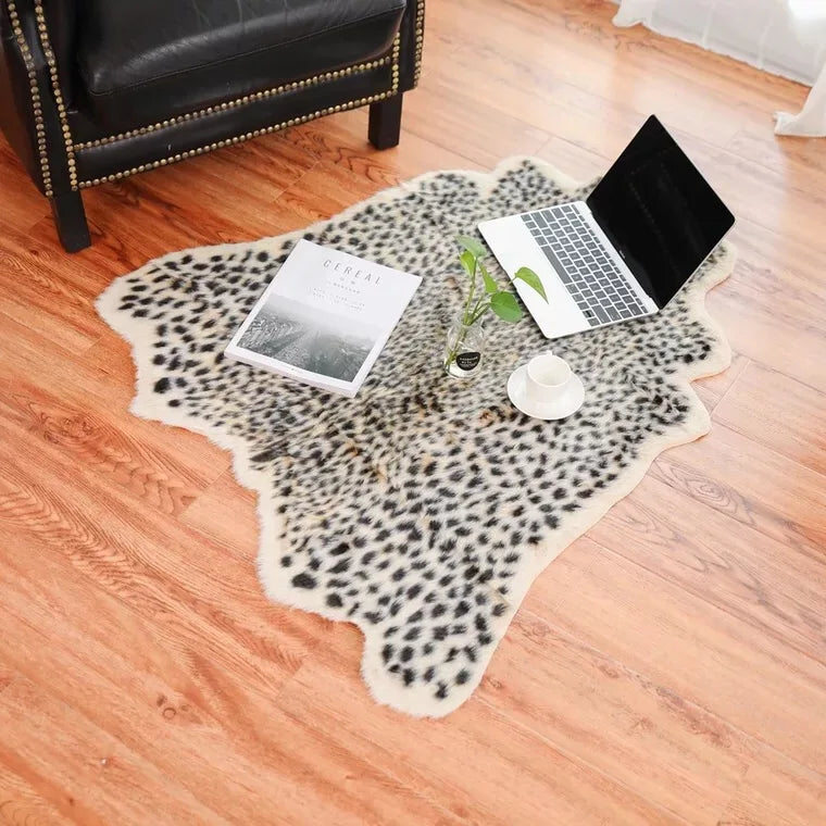 Leopard Print Faux Cowhide Rug