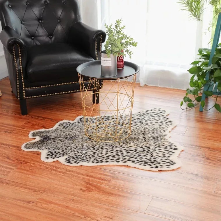 Leopard Print Faux Cowhide Rug
