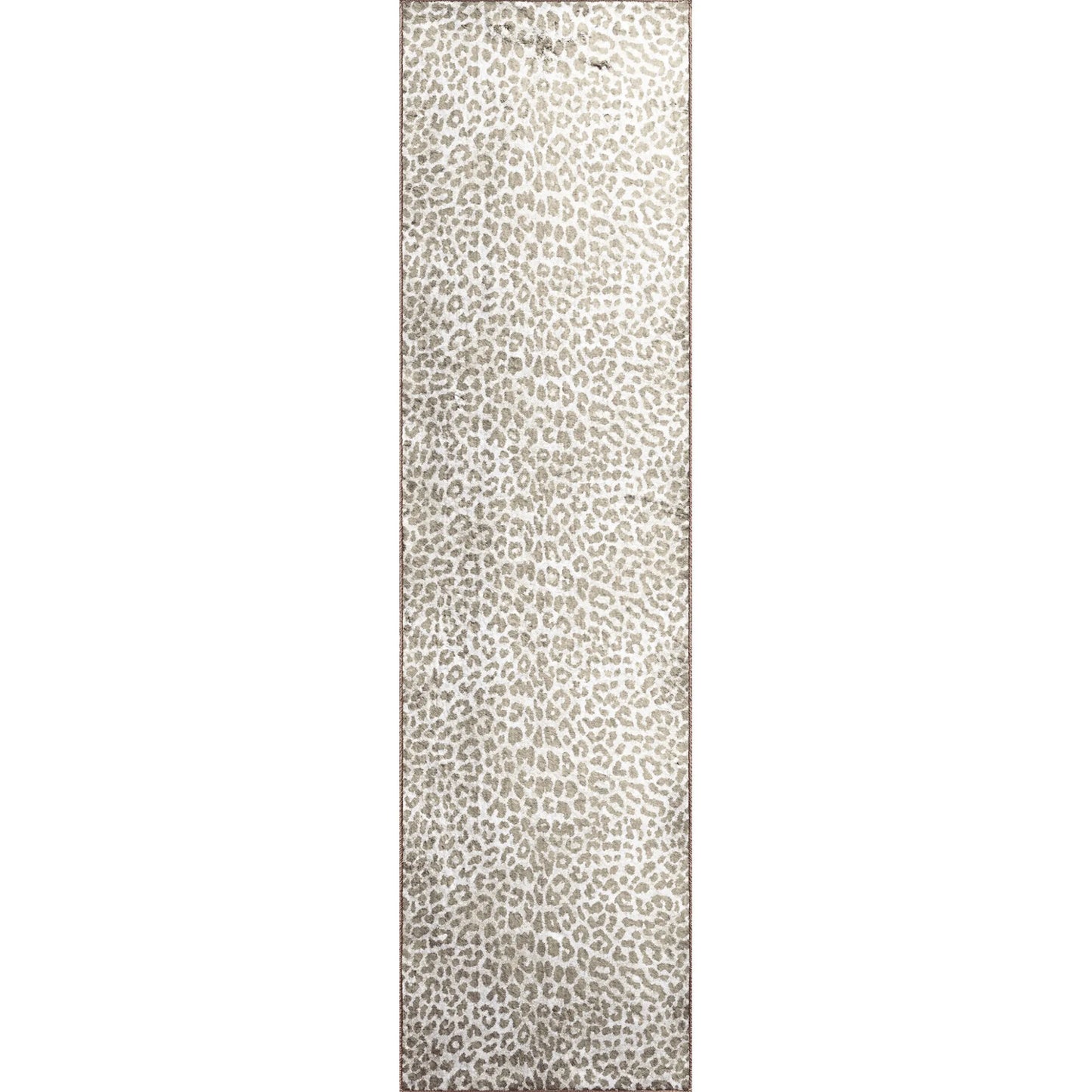Beige and Cream Leopard Print Runner Rug