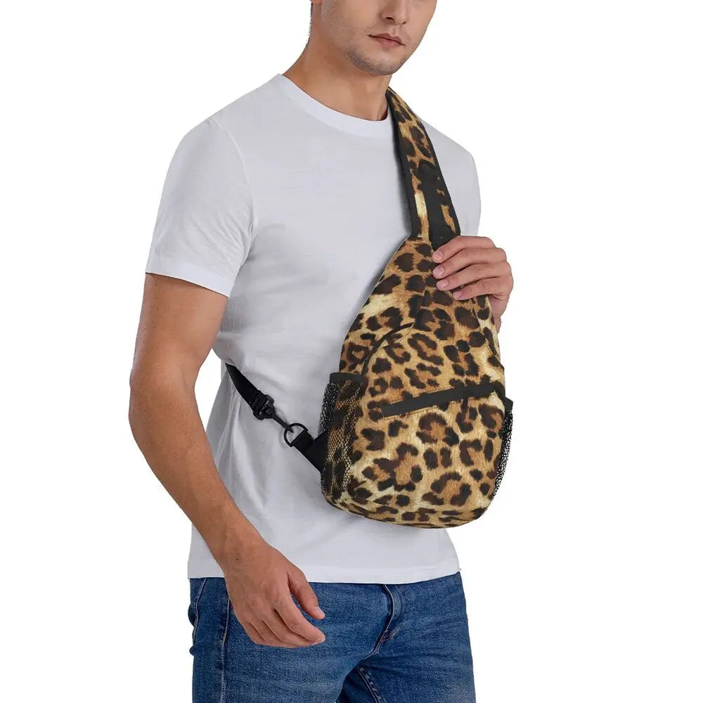 Leopard Print Crossbody Sling Backpack