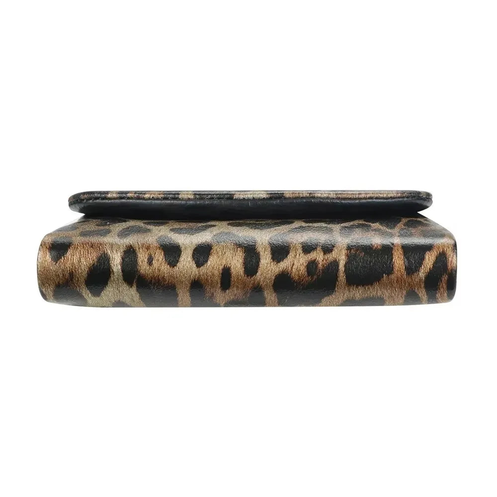 Leopard Print Leather Short Wallet