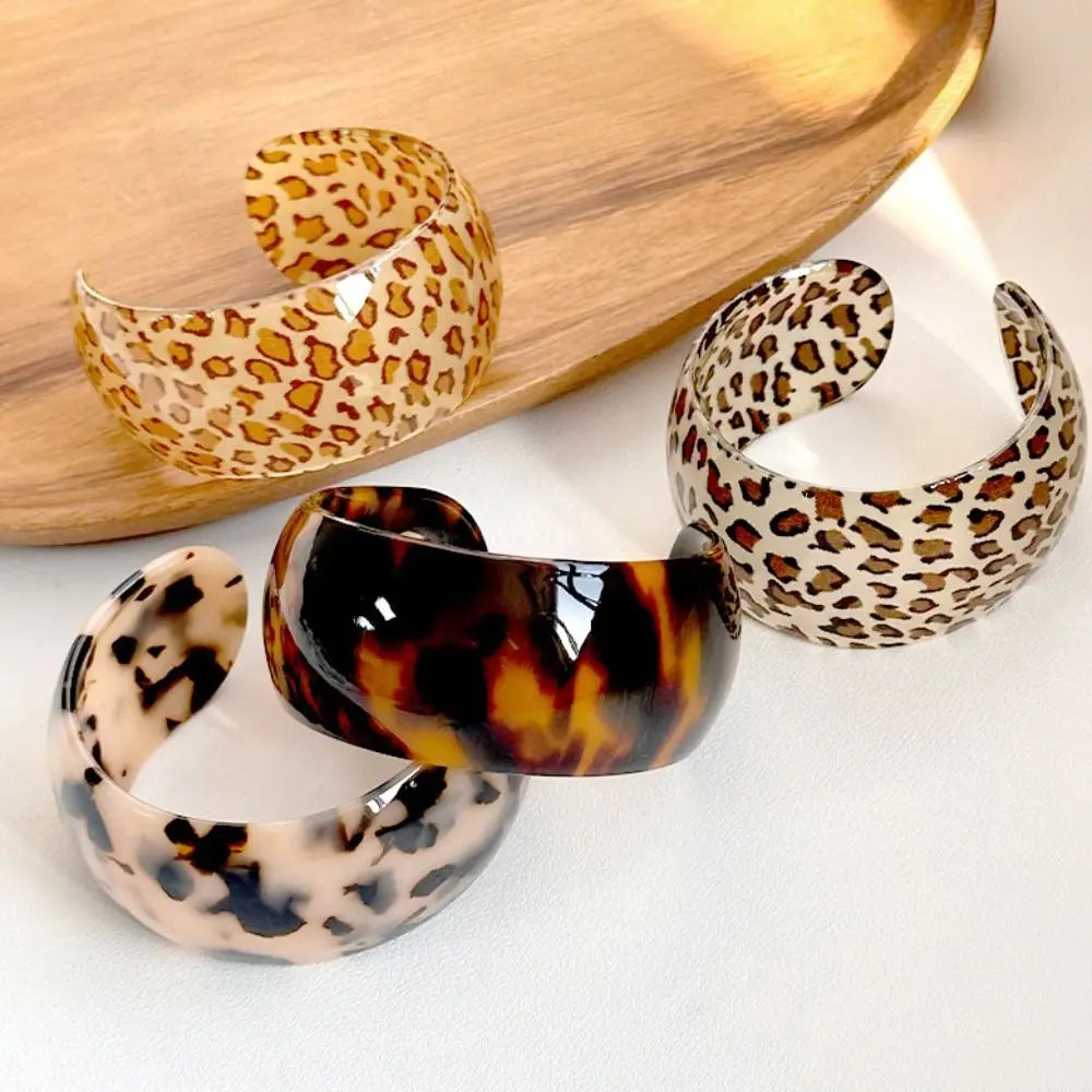 Leopard Print Open Cuff Bangle