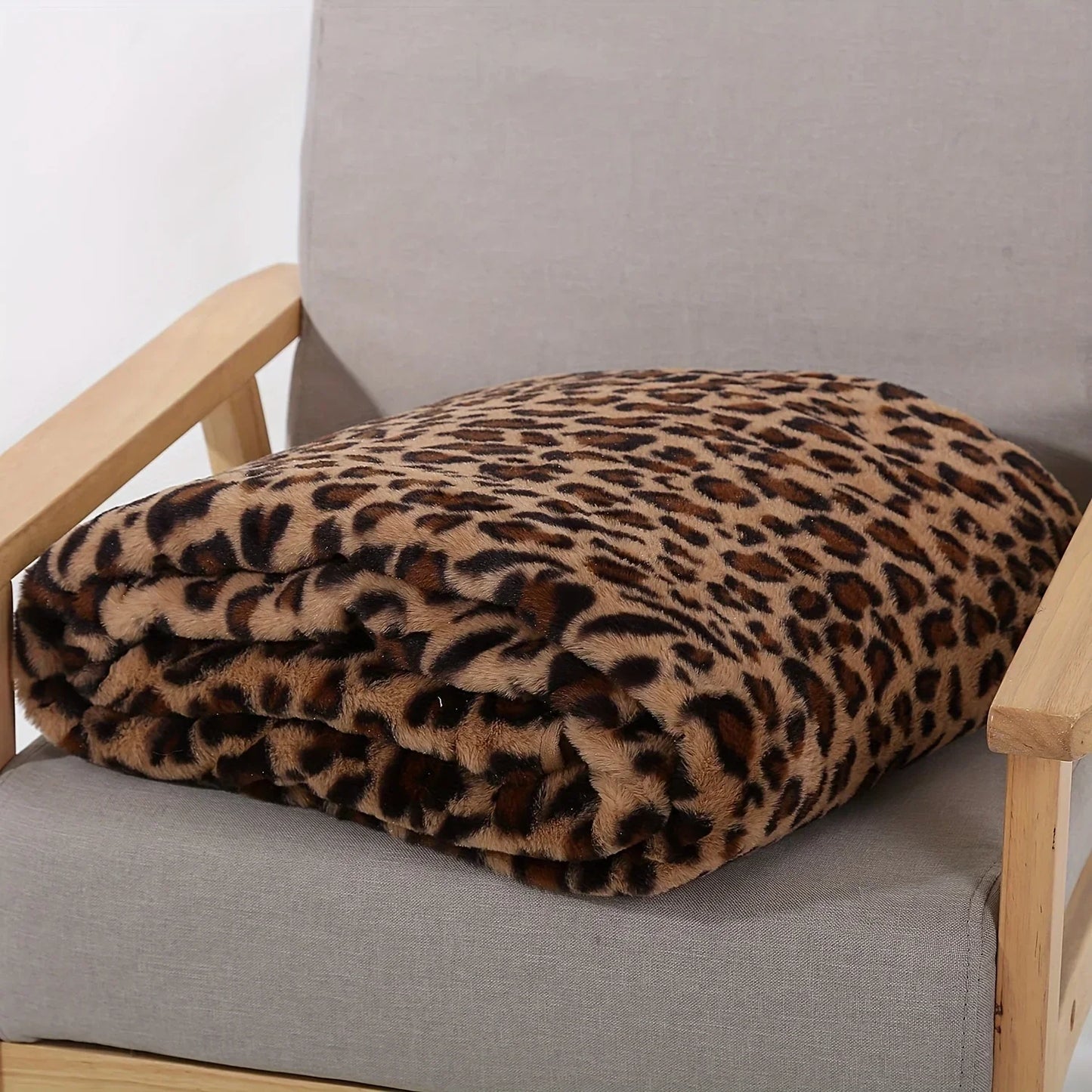 Leopard Print Double-Layer,Soft, Warm & Breathable Plush Throw