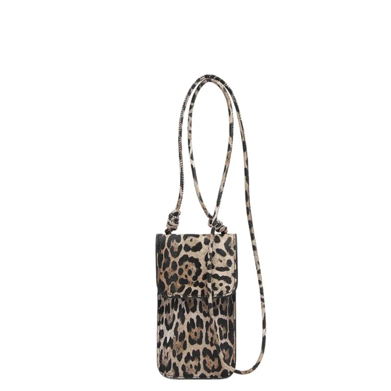 Leopard Print Slim Crossbody Phone Pouch