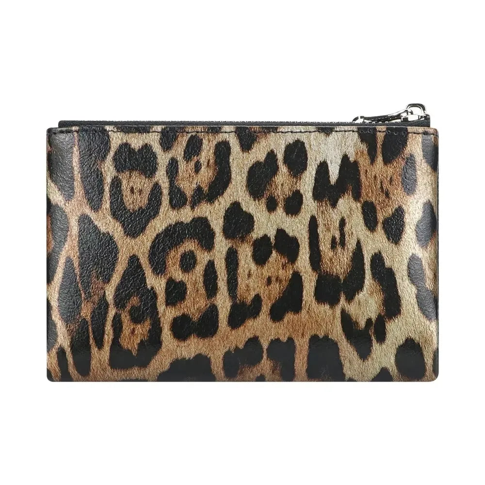 Leopard Print Leather Short Wallet