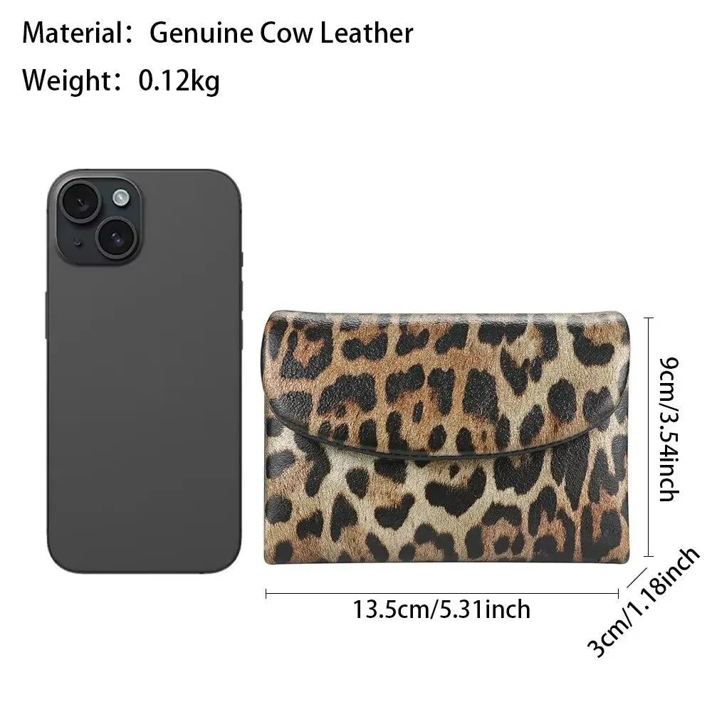 Leopard Print Leather Short Wallet