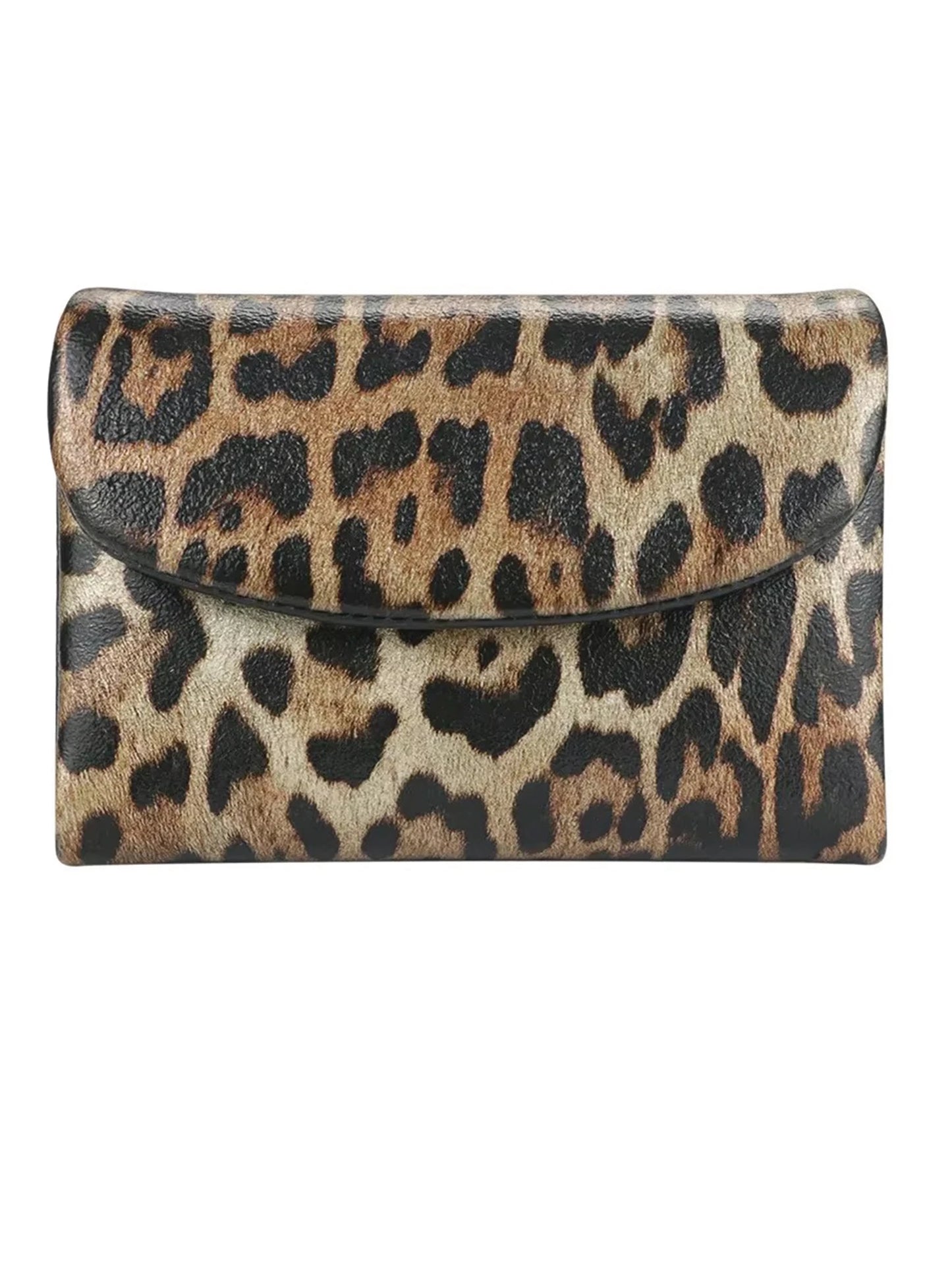 Leopard Print Leather Short Wallet