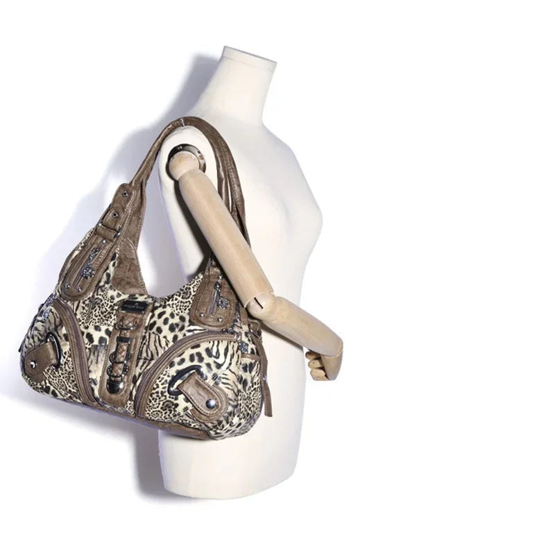 Leopard Print Women’s Y2K Dumpling-Style Shoulder Bag