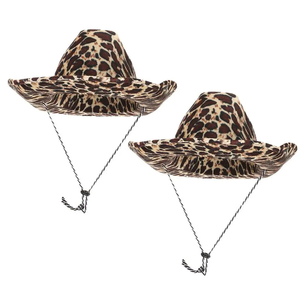 2-Pack Leopard Print Cowboy Hats