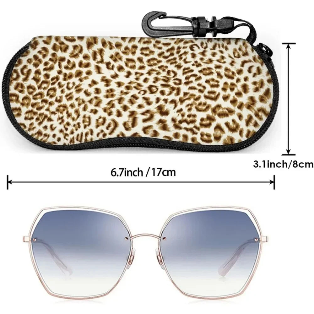 Brown Leopard Print Zippered Glasses Case