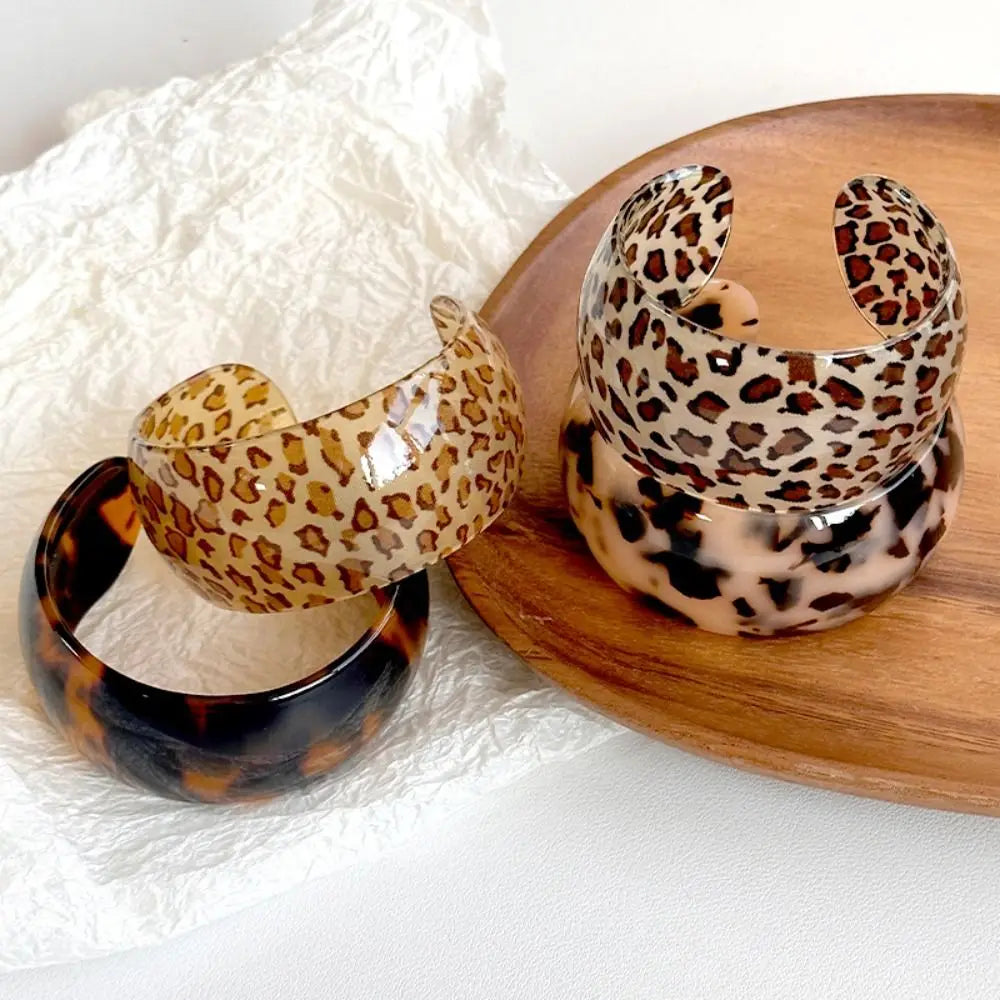 Leopard Print Open Cuff Bangle