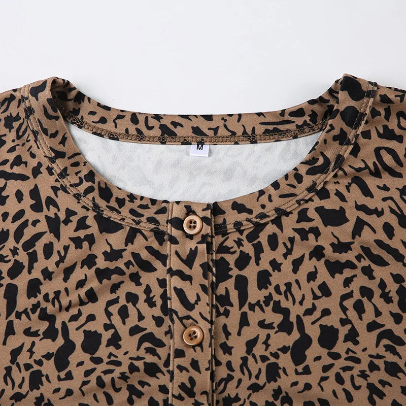 Leopard Print Crop Cardigan & Leggings Co-ord Set