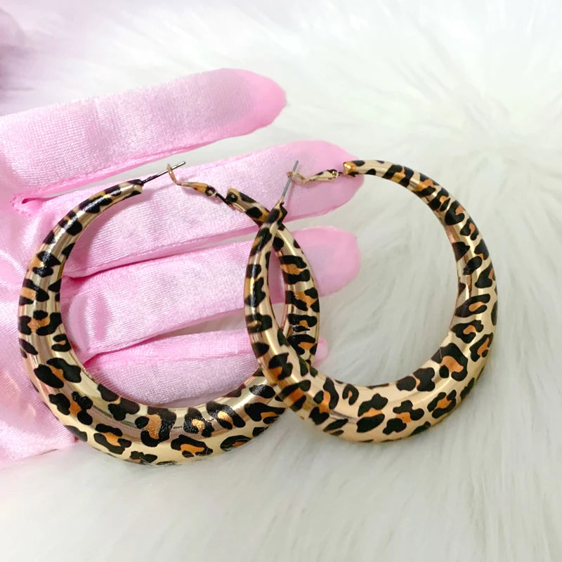 Leopard Print Hoop Earrings