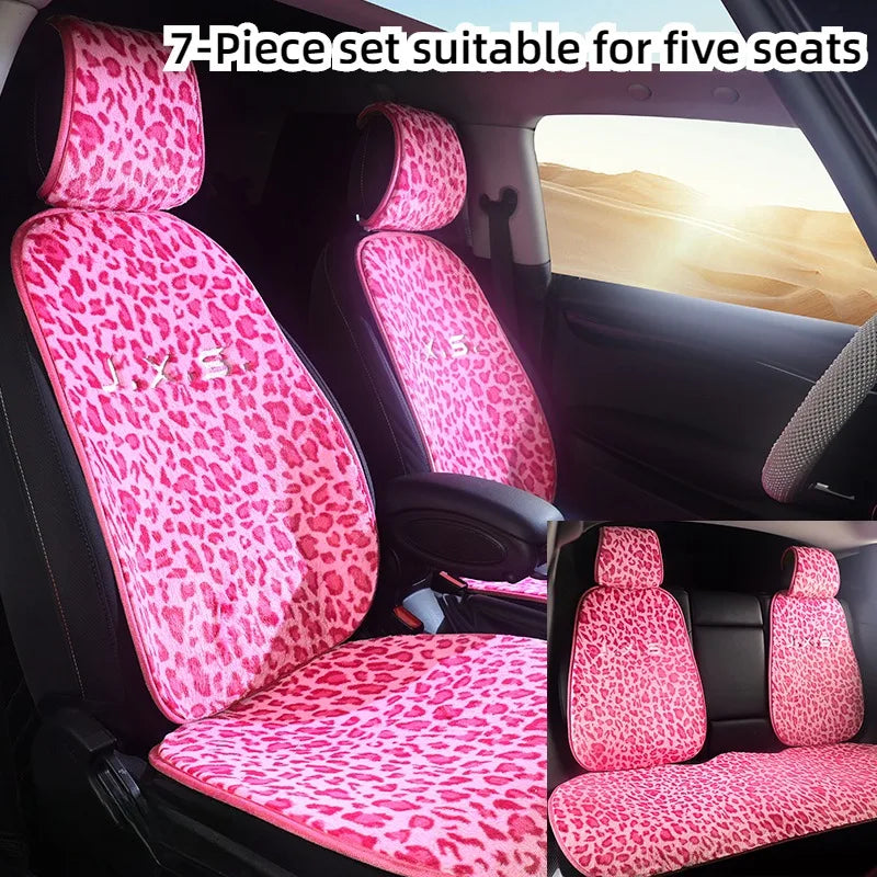 Leopard Print Plush Car Seat Covers