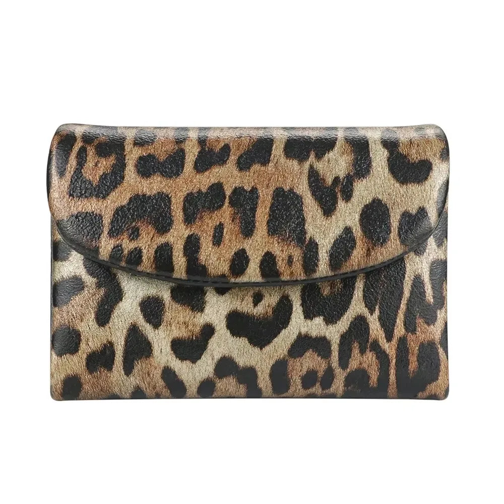 Leopard Print Leather Short Wallet