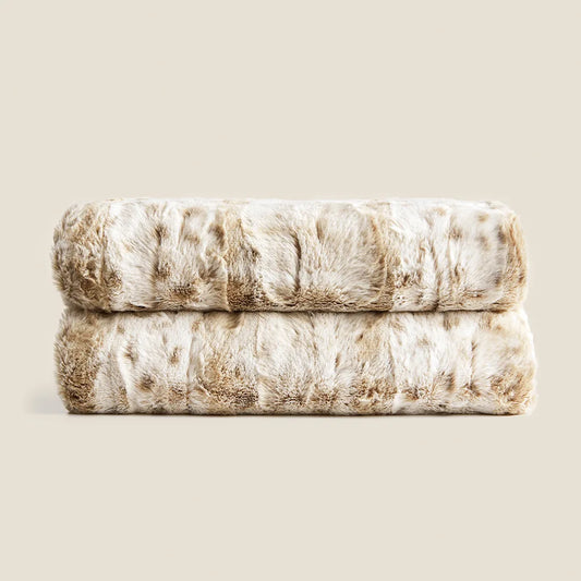 Luxury Thick Beige Leopard Print Winter Throw Blanket