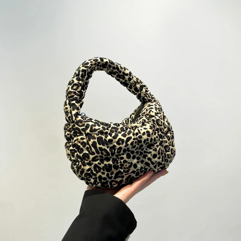 Leopard Print Quilted Padded Bubble Handbag