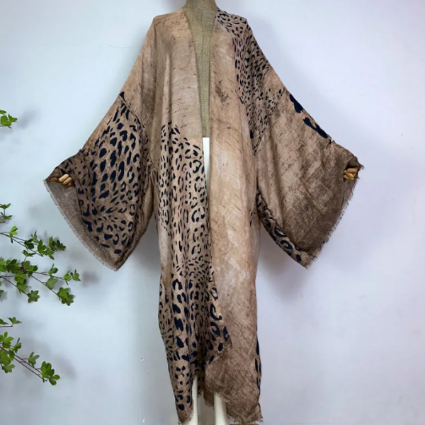 Boho Leopard Print Beach Kimono
