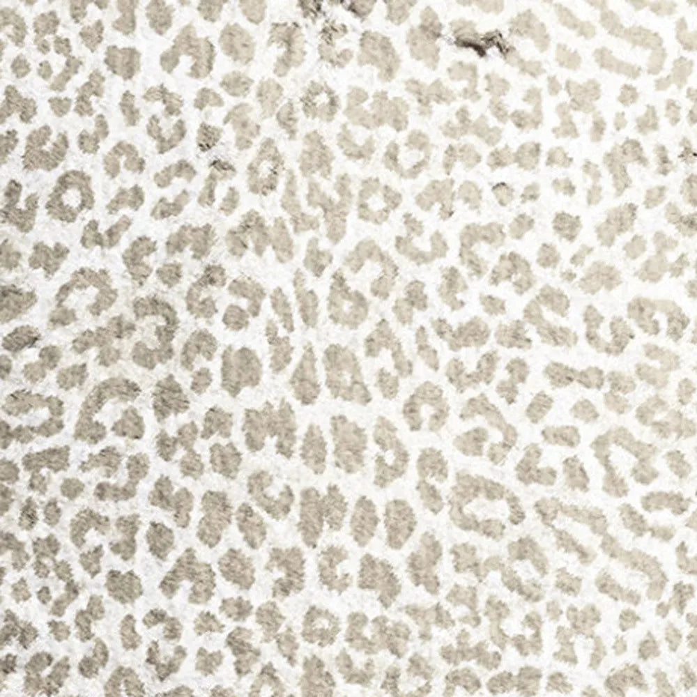 Beige and Cream Leopard Print Runner Rug