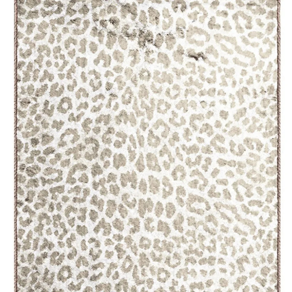 Beige and Cream Leopard Print Runner Rug