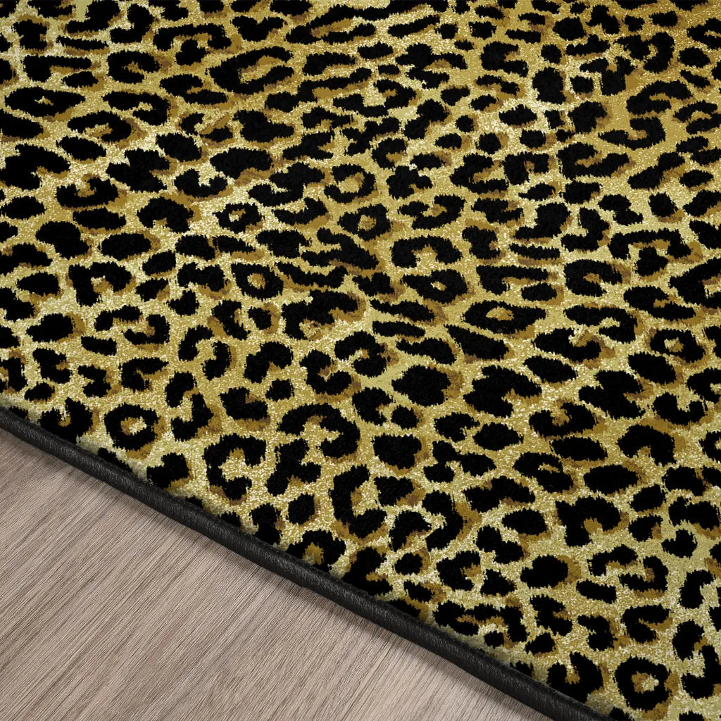 Black And Gold Leopard Print Small Rug