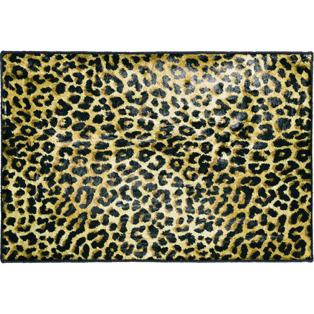 Black And Gold Leopard Print Small Rug