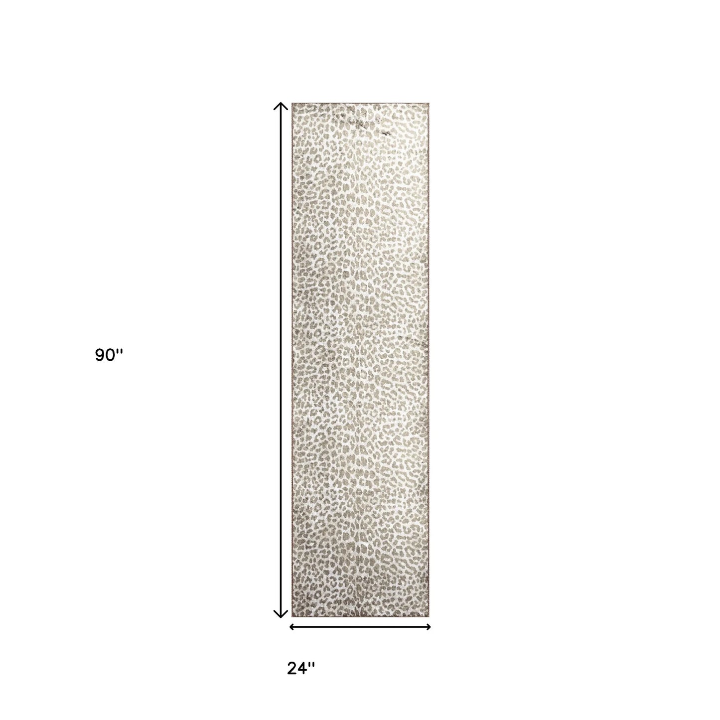 Beige and Cream Leopard Print Runner Rug