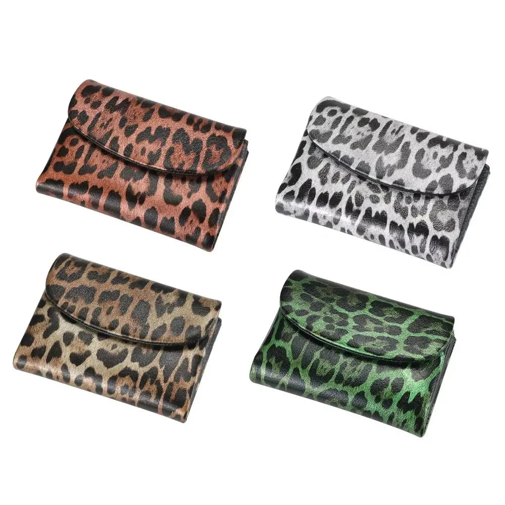 Leopard Print Leather Short Wallet
