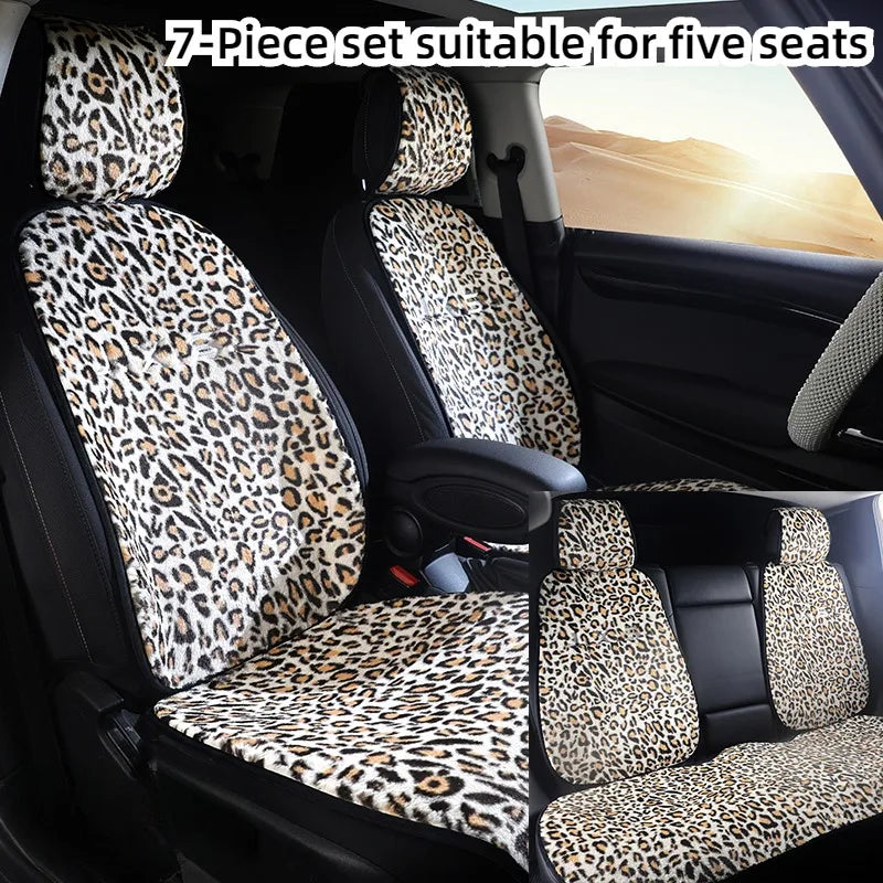 Leopard Print Plush Car Seat Covers