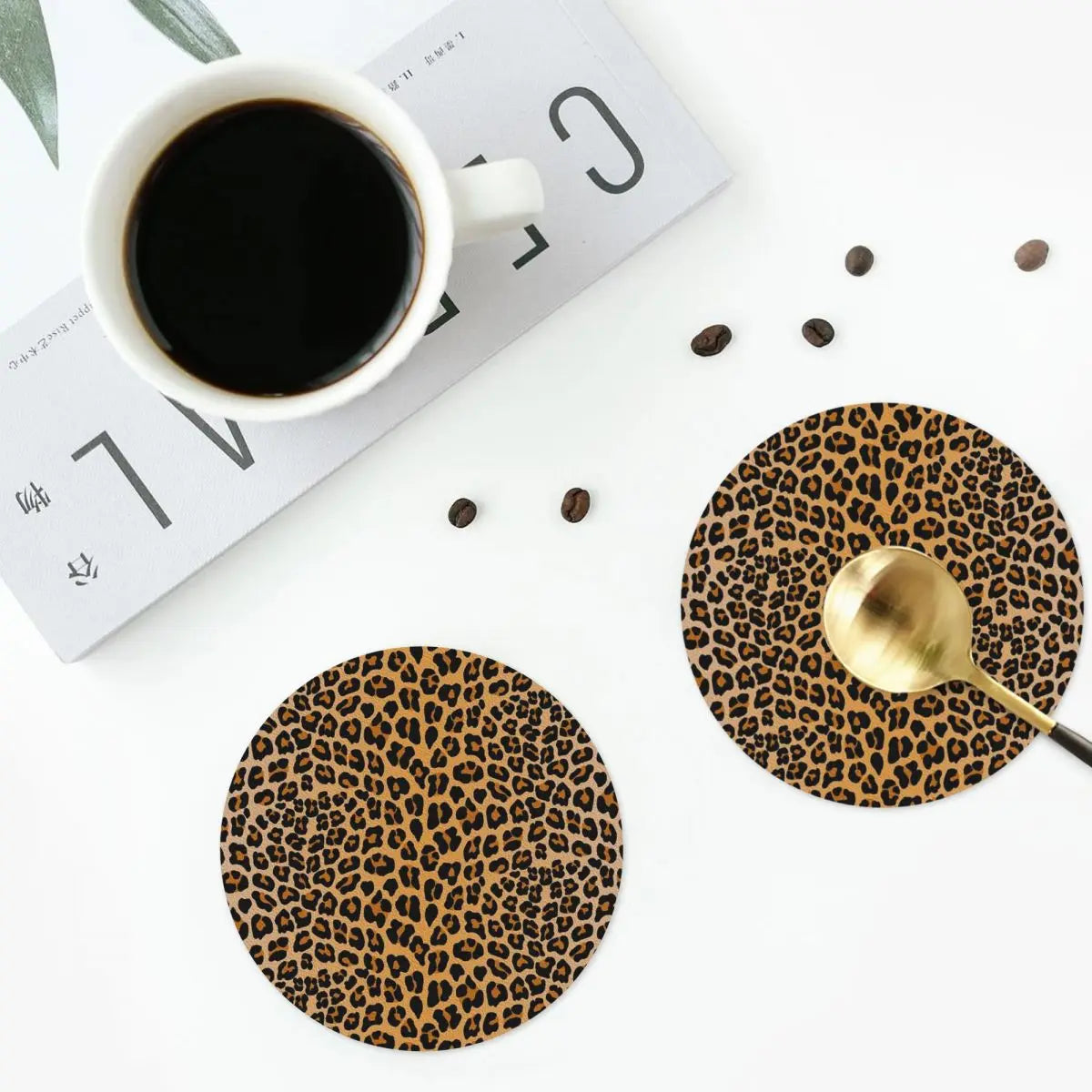 Leopard Print Non-Slip Coasters - Set of 4