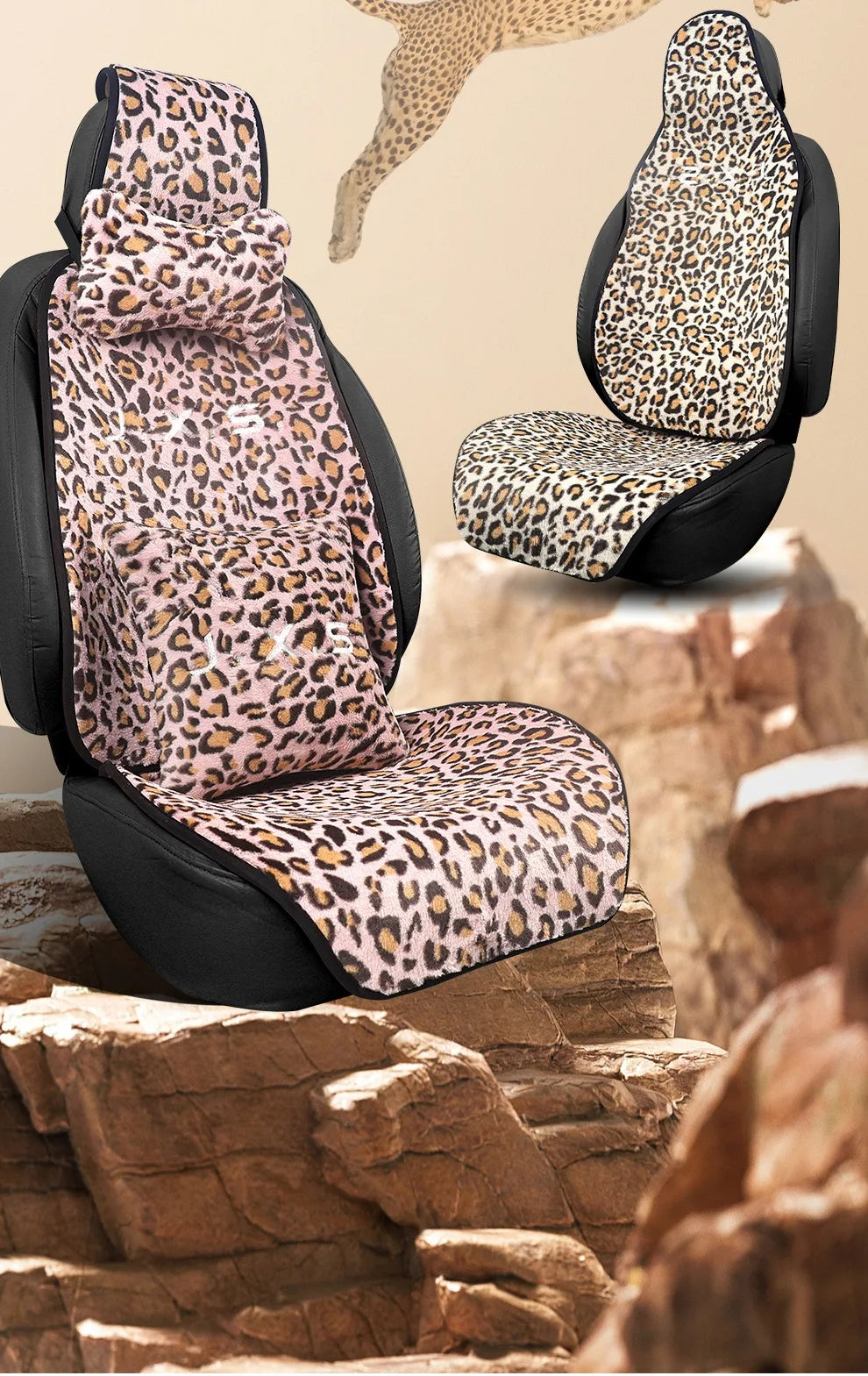 Leopard Print Plush Car Seat Covers