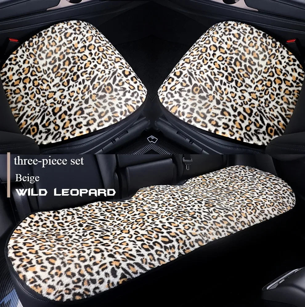 Leopard Print Plush Car Seat Covers