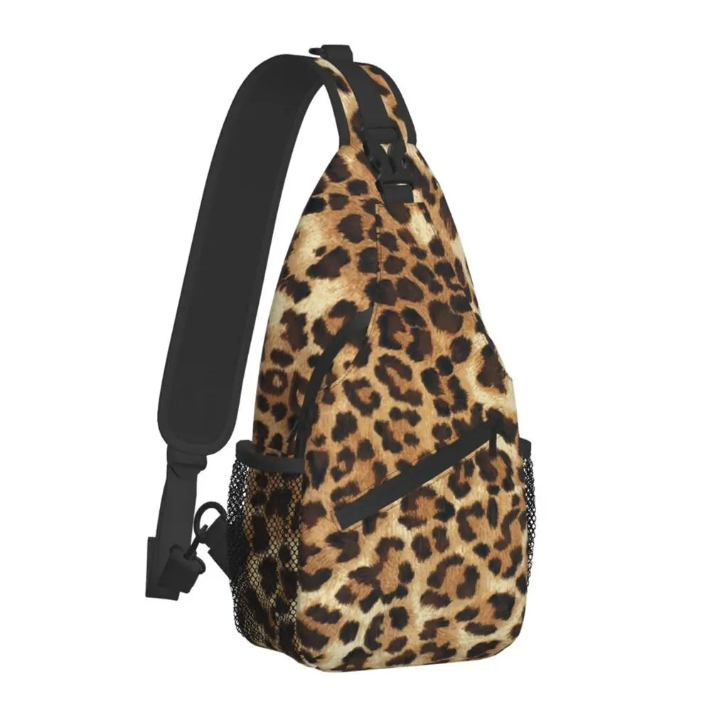 Leopard Print Crossbody Sling Backpack