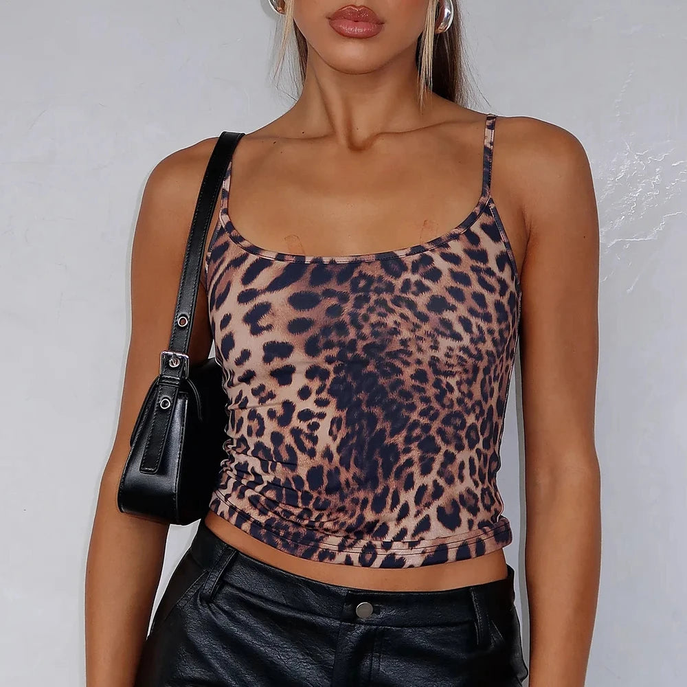 Leopard Print Strap Tank Top