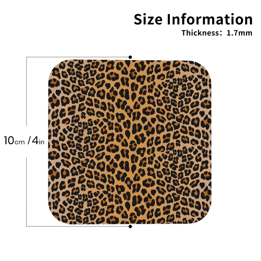 Leopard Print Non-Slip Coasters - Set of 4