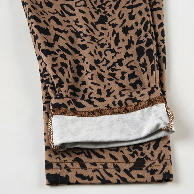 Leopard Print Crop Cardigan & Leggings Co-ord Set