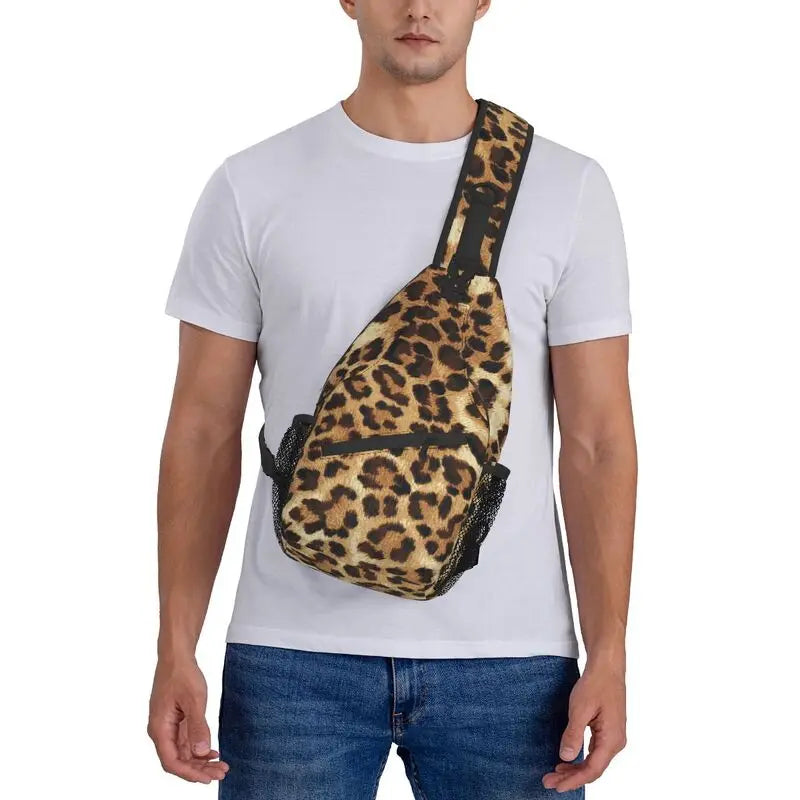 Leopard Print Crossbody Sling Backpack