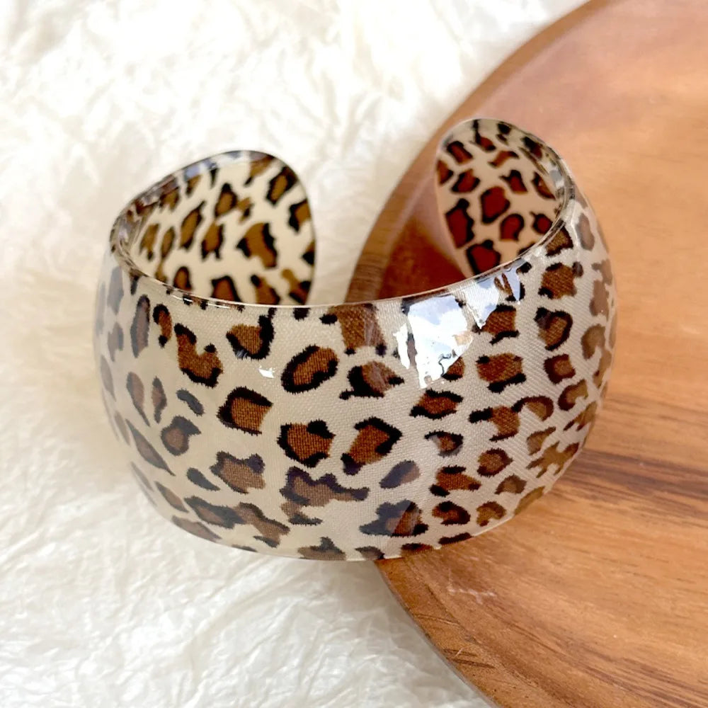 Leopard Print Open Cuff Bangle
