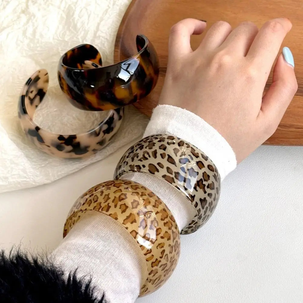 Leopard Print Open Cuff Bangle
