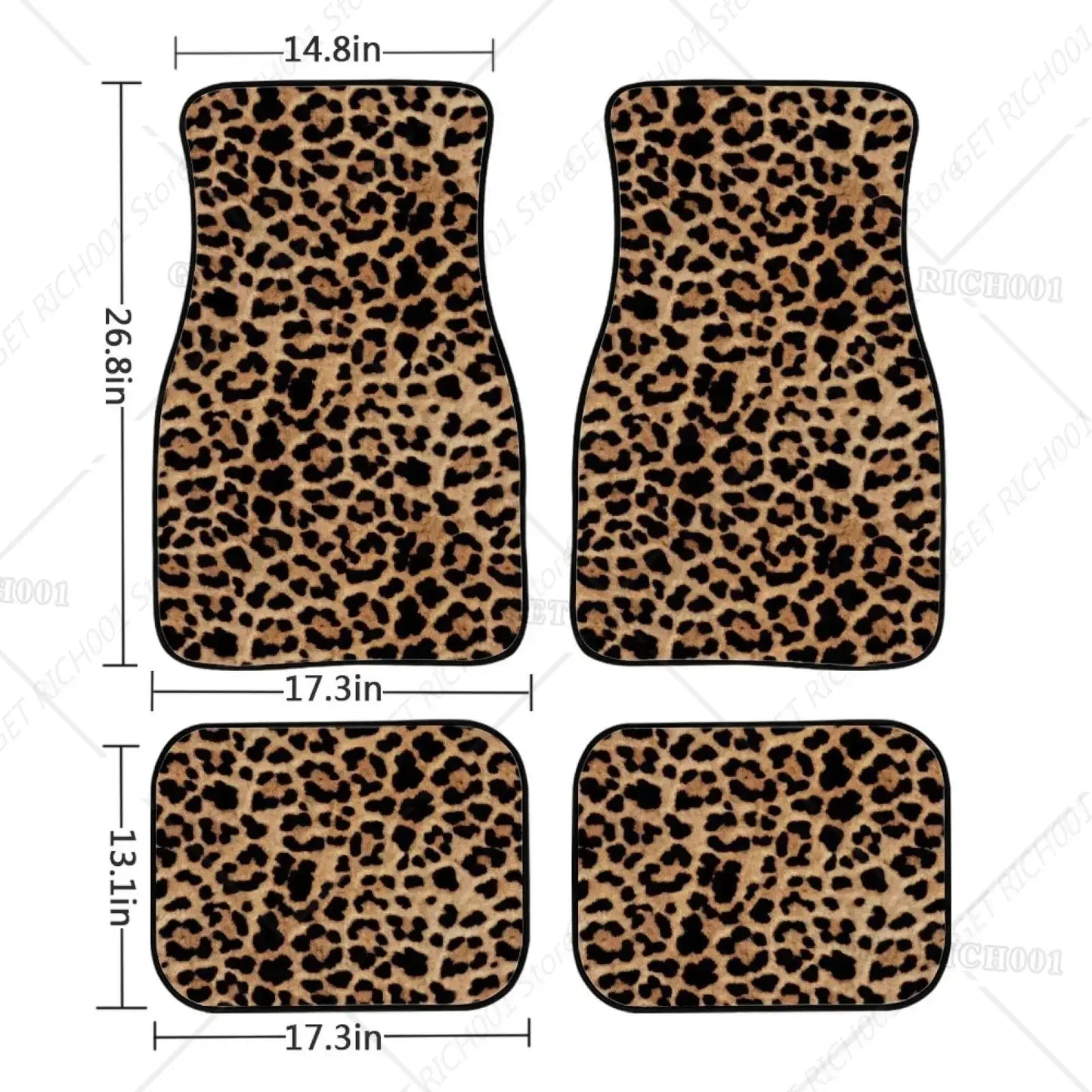 Leopard Print Car Floor Mat Set – 4 Piece