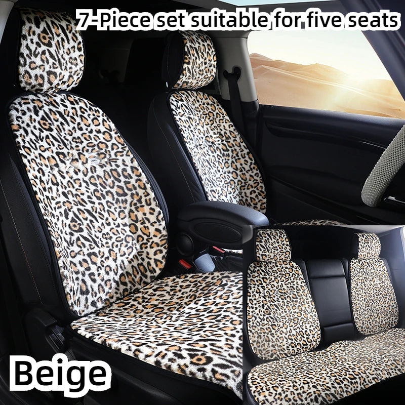 Leopard Print Plush Car Seat Covers
