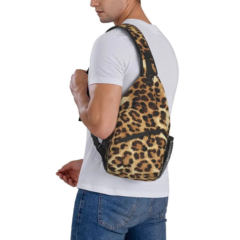 Leopard Print Crossbody Sling Backpack