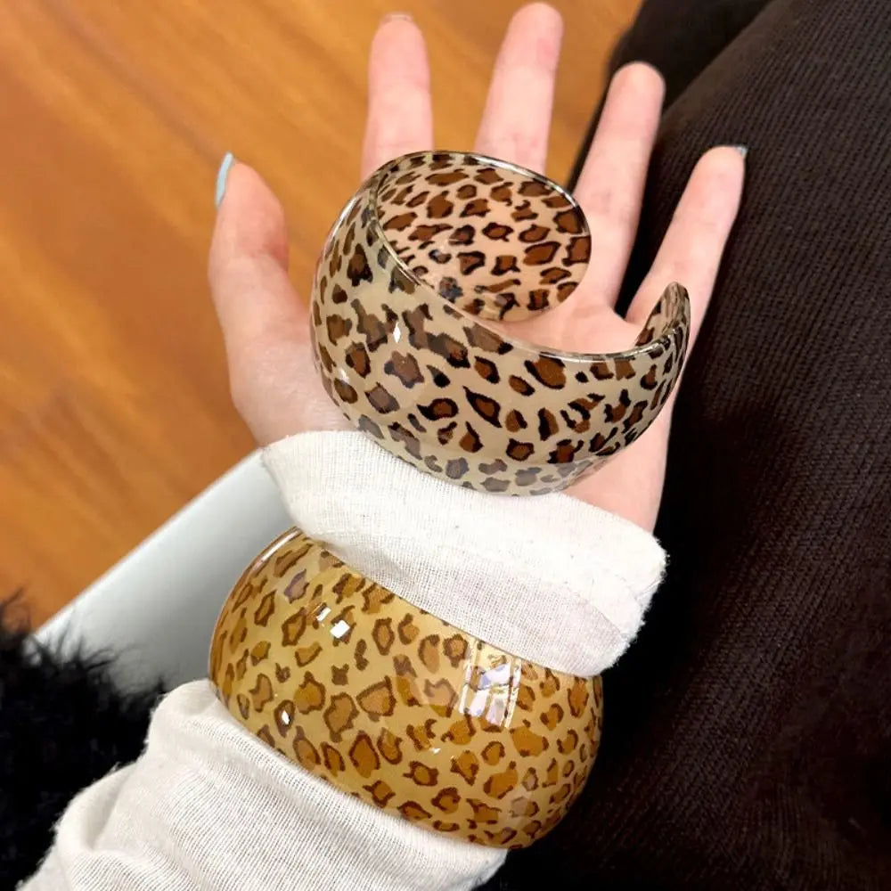 Leopard Print Open Cuff Bangle
