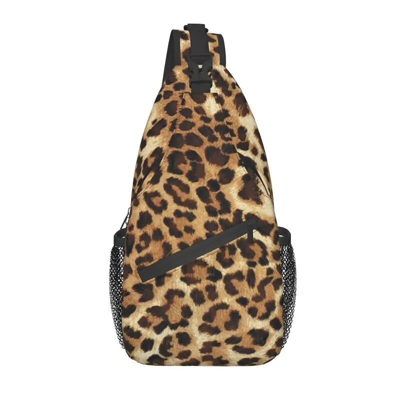 Leopard Print Crossbody Sling Backpack