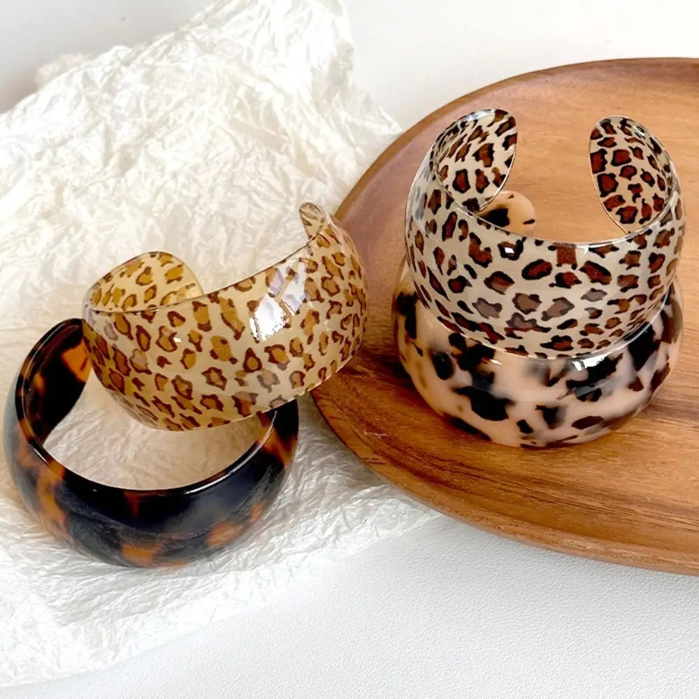 Leopard Print Open Cuff Bangle