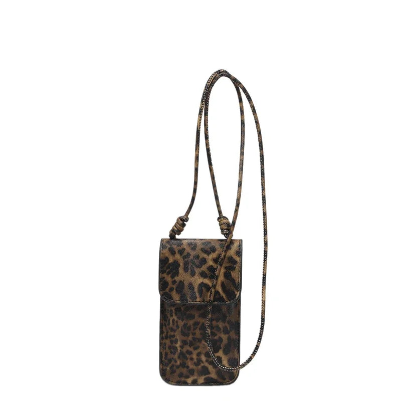 Leopard Print Slim Crossbody Phone Pouch